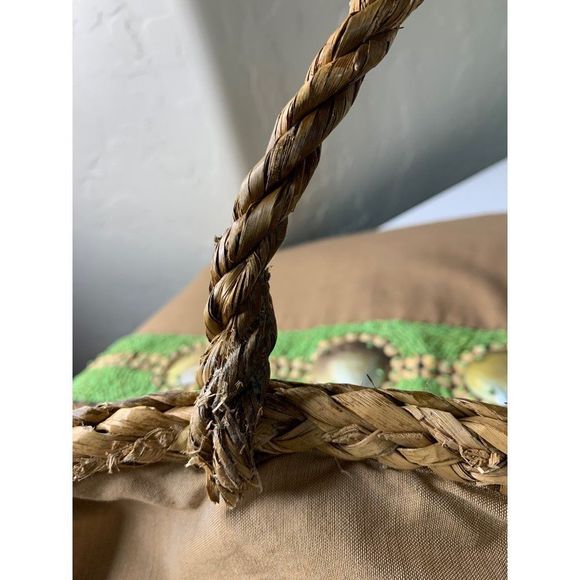 Womens Xlarge Straw Tote Mother of Pearl Bali Seashell Bag Handmade Resort 5215 - Picture 8 of 10